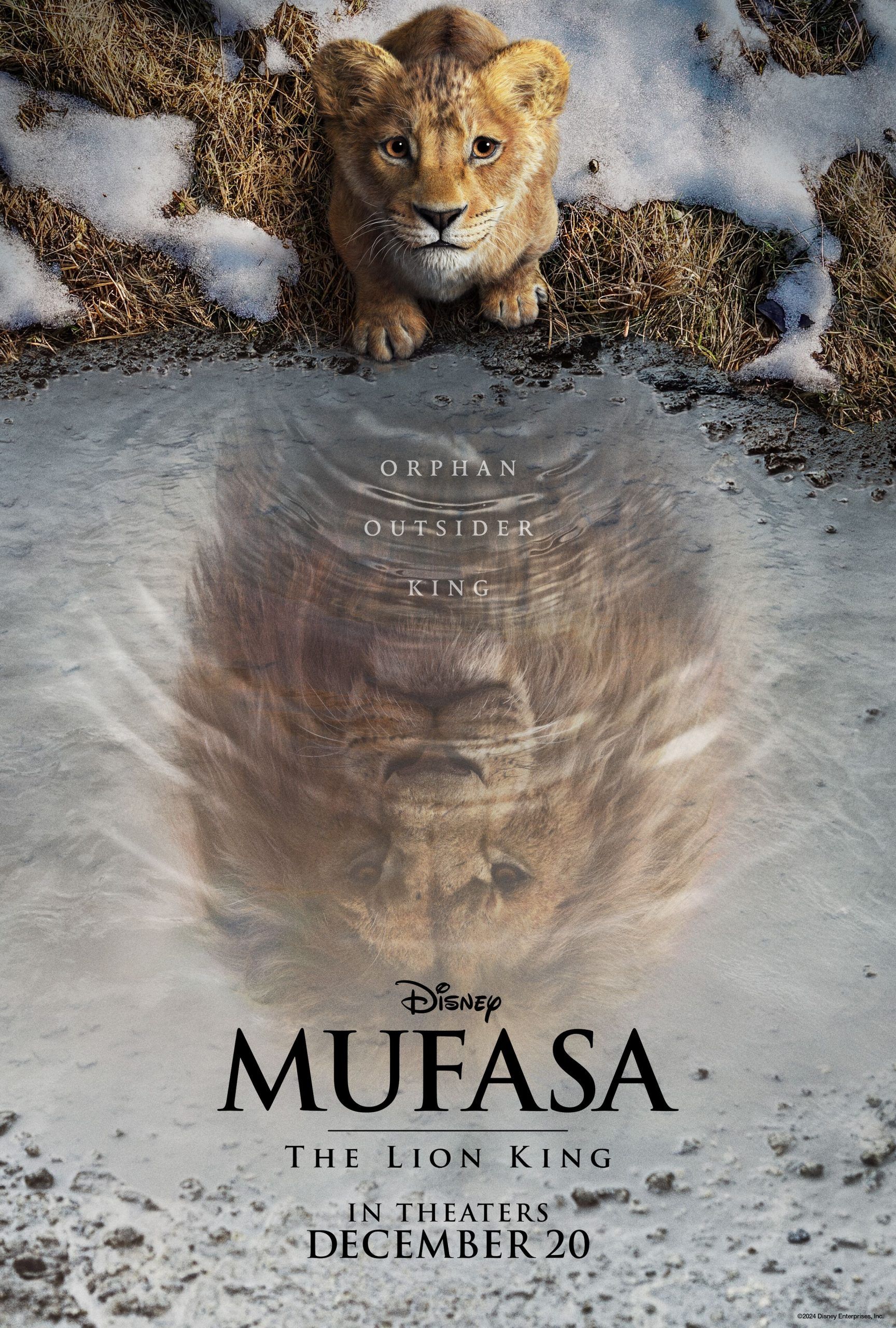 Mufasa The Lion King Showing A Young Simba Looking into a Reflection of an Adult Simba