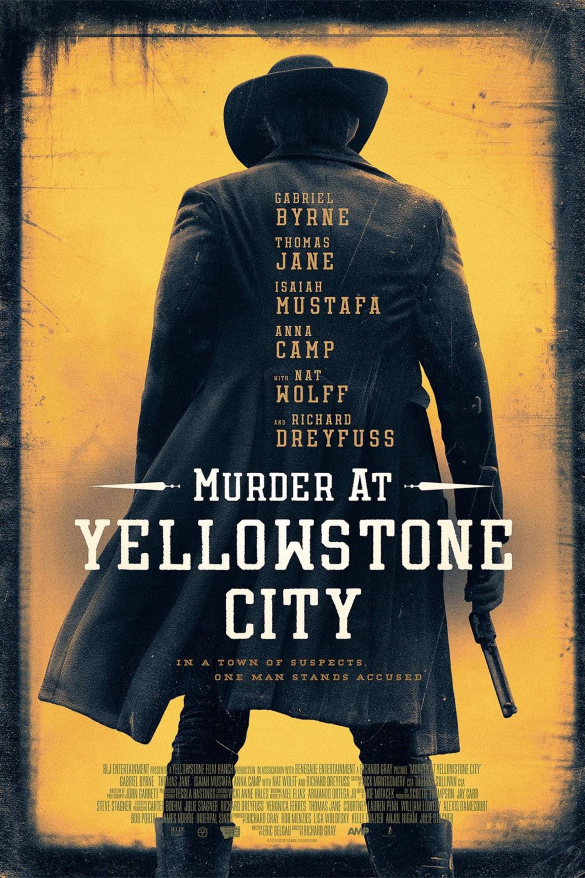 Murder At Yellowstone City - Poster - Gabriel Bryne Holding A Gun