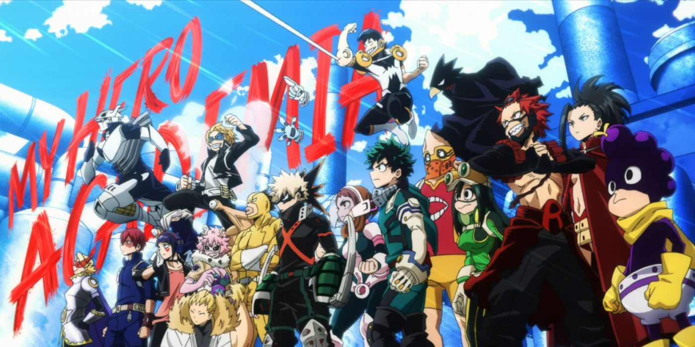 My Hero Academia: group shot from Joint Training arc's title sequence.