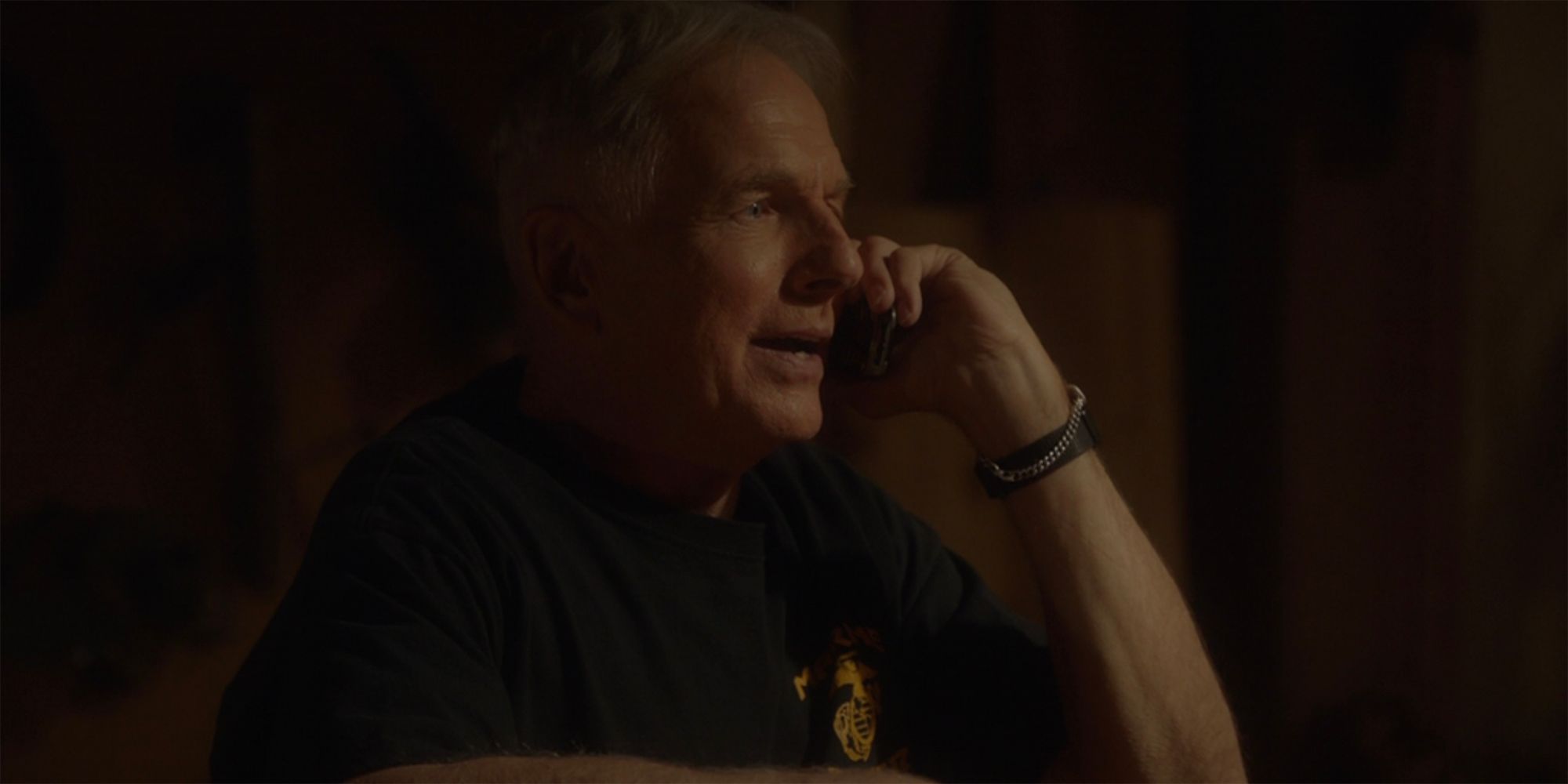 Jethro Gibbs on the phone in NCIS