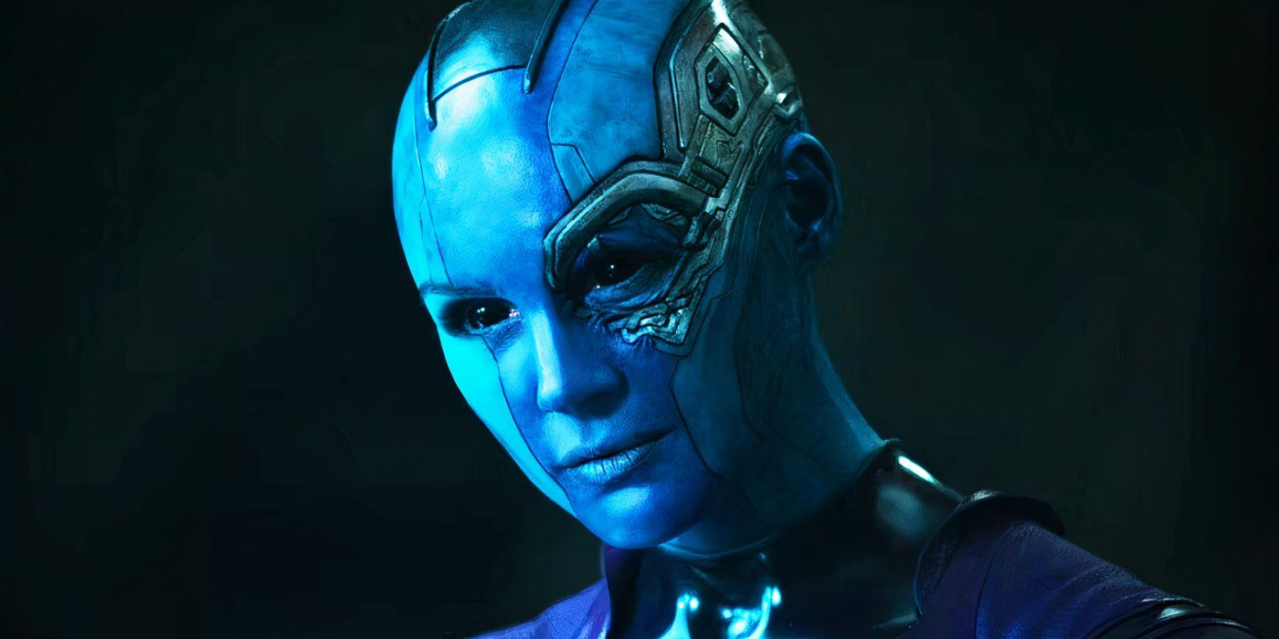 Nebula smirking in Guardians of the Galaxy