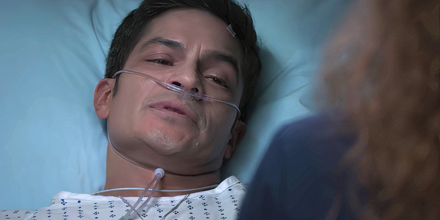 Nicholas Gonzalez as Dr. Neil Melendez lying on his deathbed in The Good Doctor