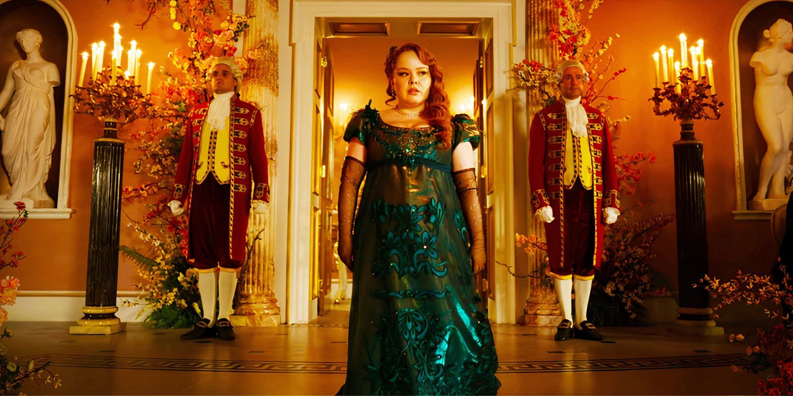 Nicola Coughlan as Penelope Featherington during her transformation in Bridgerton season 3 episode 1