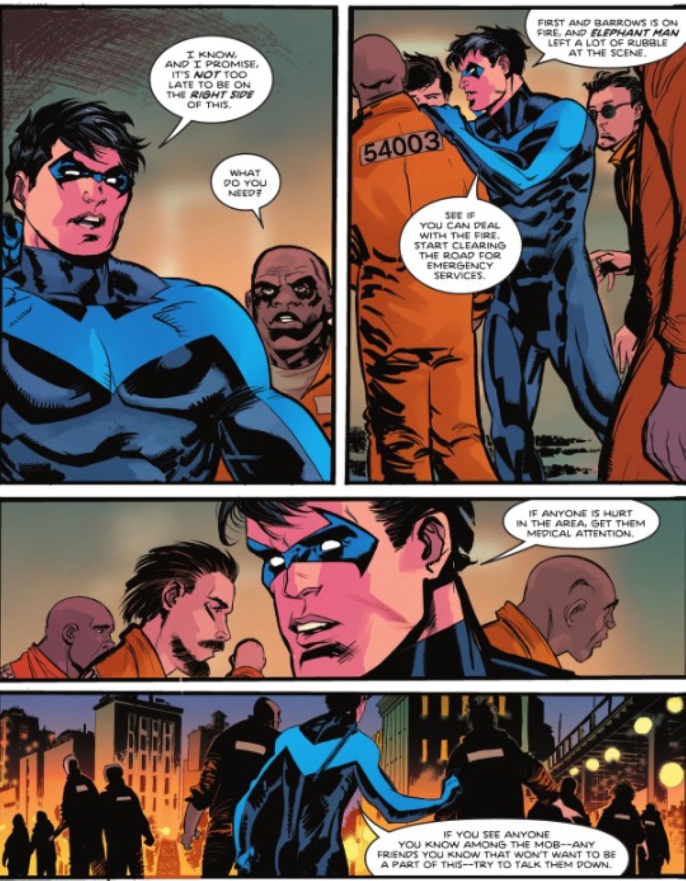 Nightwing #100 Dick e bandidos trabalhando juntos