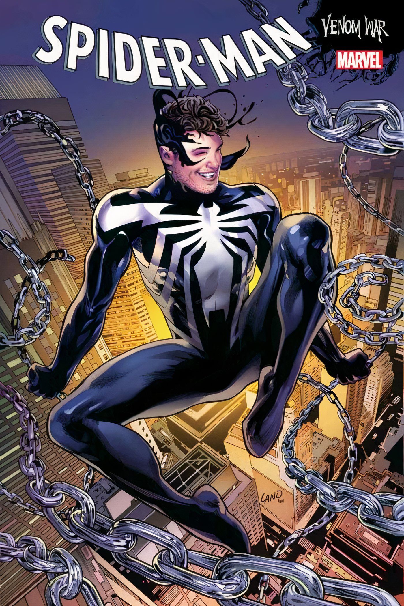 Venom War: Spider-Man #1 cover featuring Black-Suit Spider-Man.