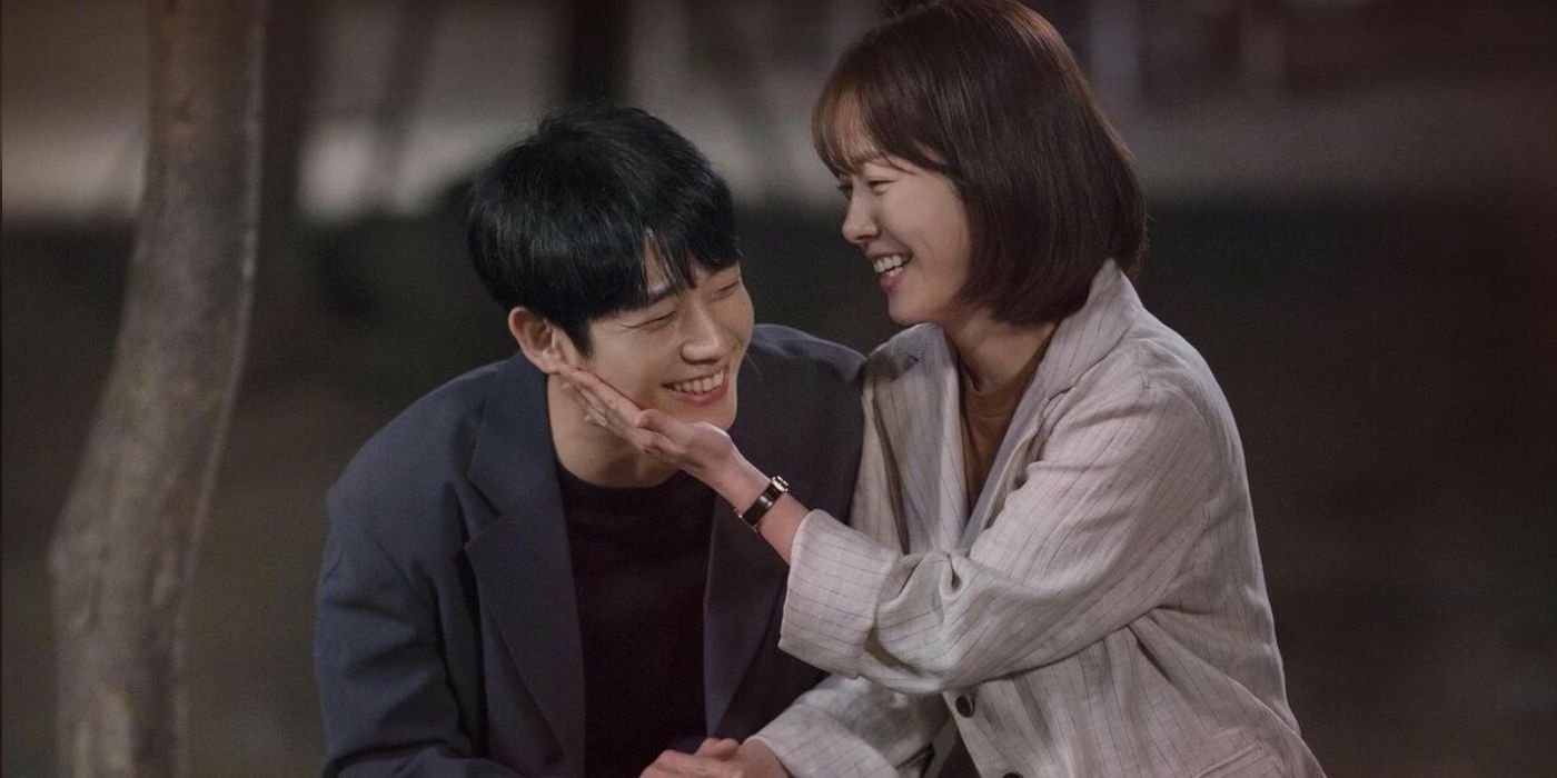  Yoo Ji-ho and Lee Jeong-in laughing together in One Spring Night (2019)