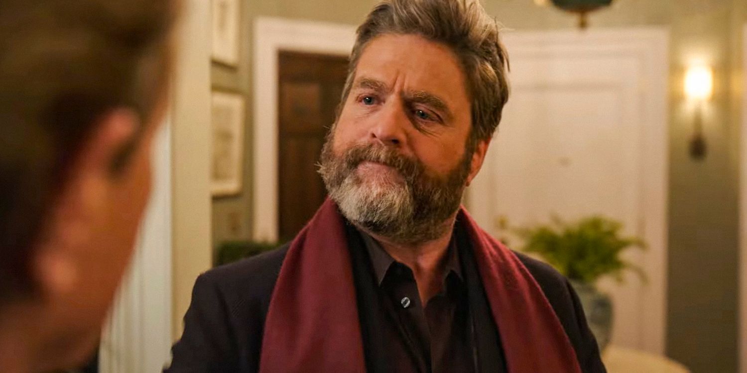 Zach Galifianakis looking thoughtfully at Oliver in Only Murders in the Building season 4