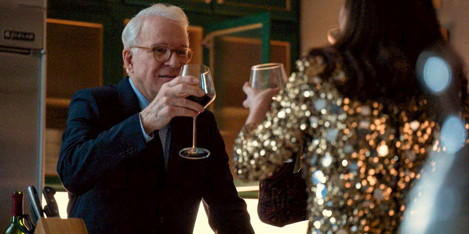 Charles-Haden Savage (Steve Martin) toasting with a glass of wine in Only Murders in the Building season 4