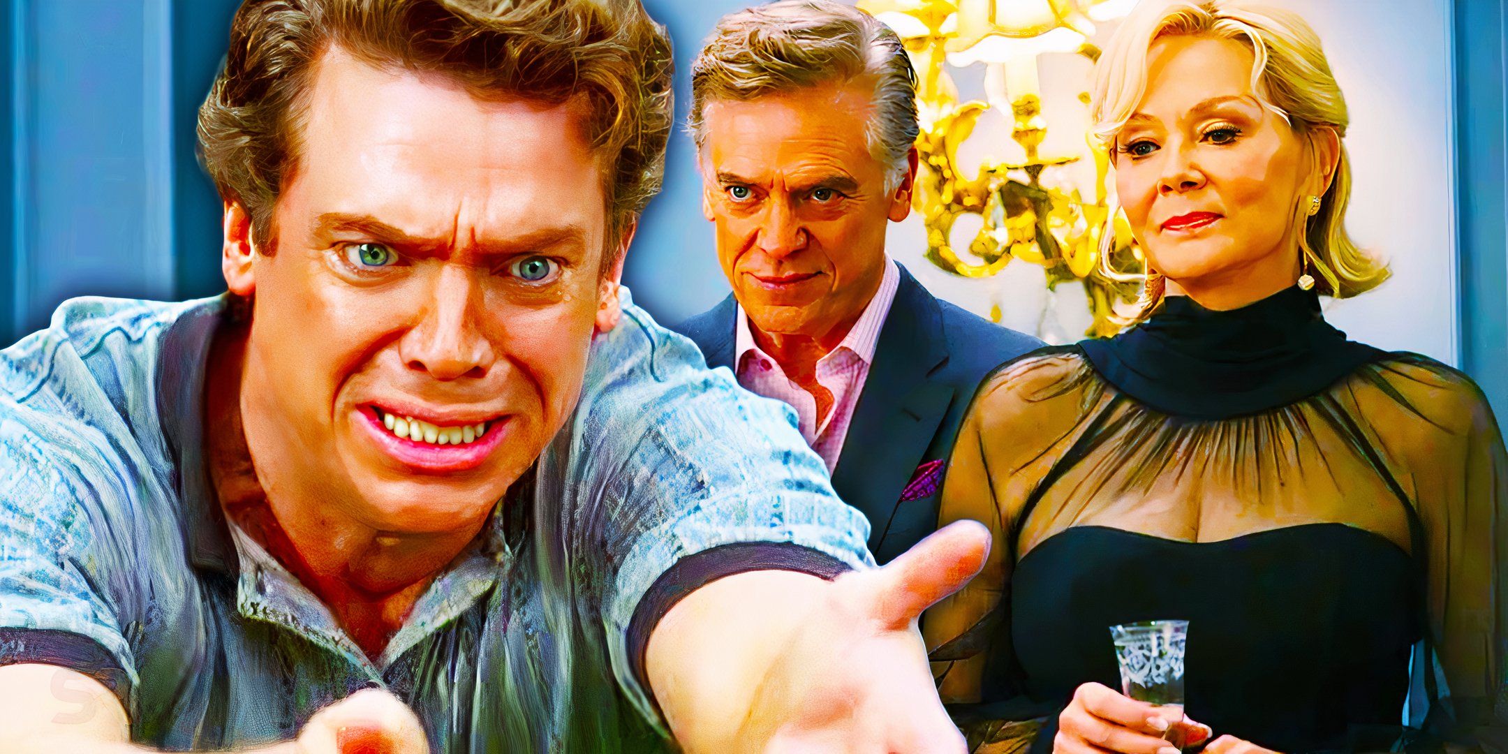 Christopher McDonald as Shooter McGavin in Happy Gilmore with Marty and Deborah in Hacks