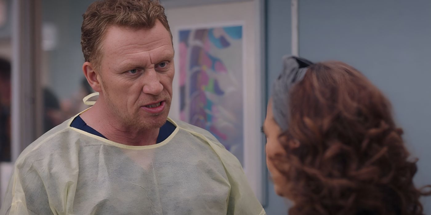 Owen Hunt (Kevin McKidd) yells at Catherine Fox (Debbie Allen) for her power trip in the Grey's Anatomy season 20 finale