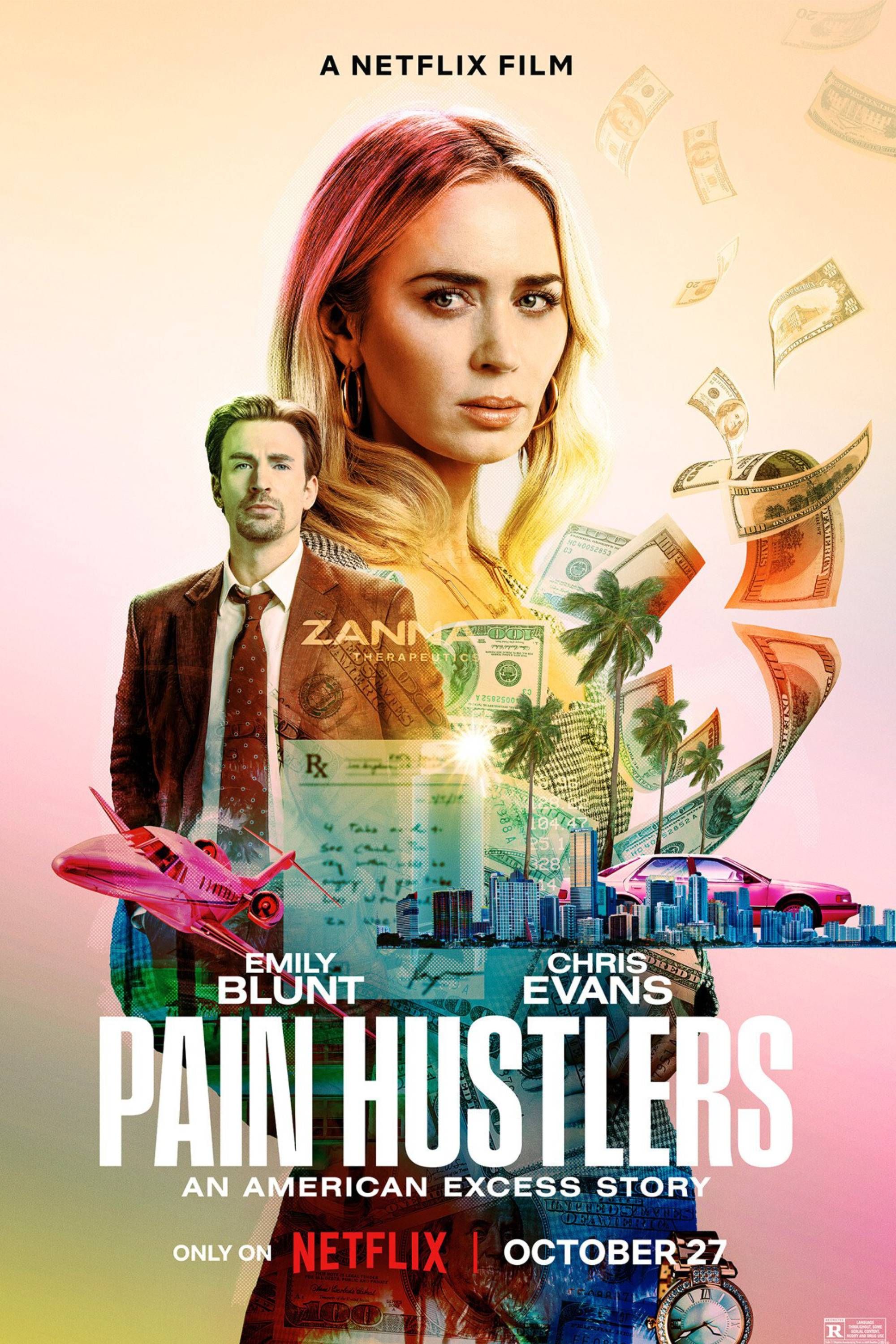Pain Hustlers (2023) - Poster - Emily Blunt & Chris Evans
