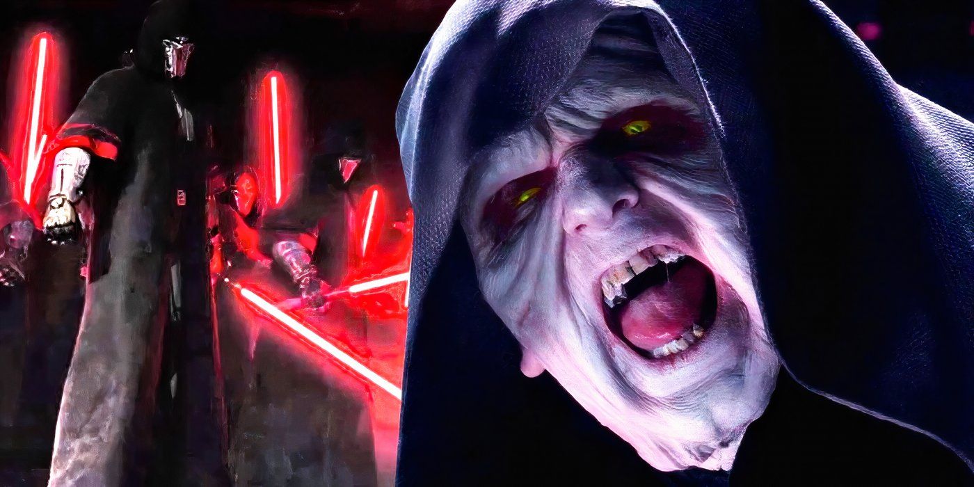 Emperor Palpatine with an army of Sith behind him.
