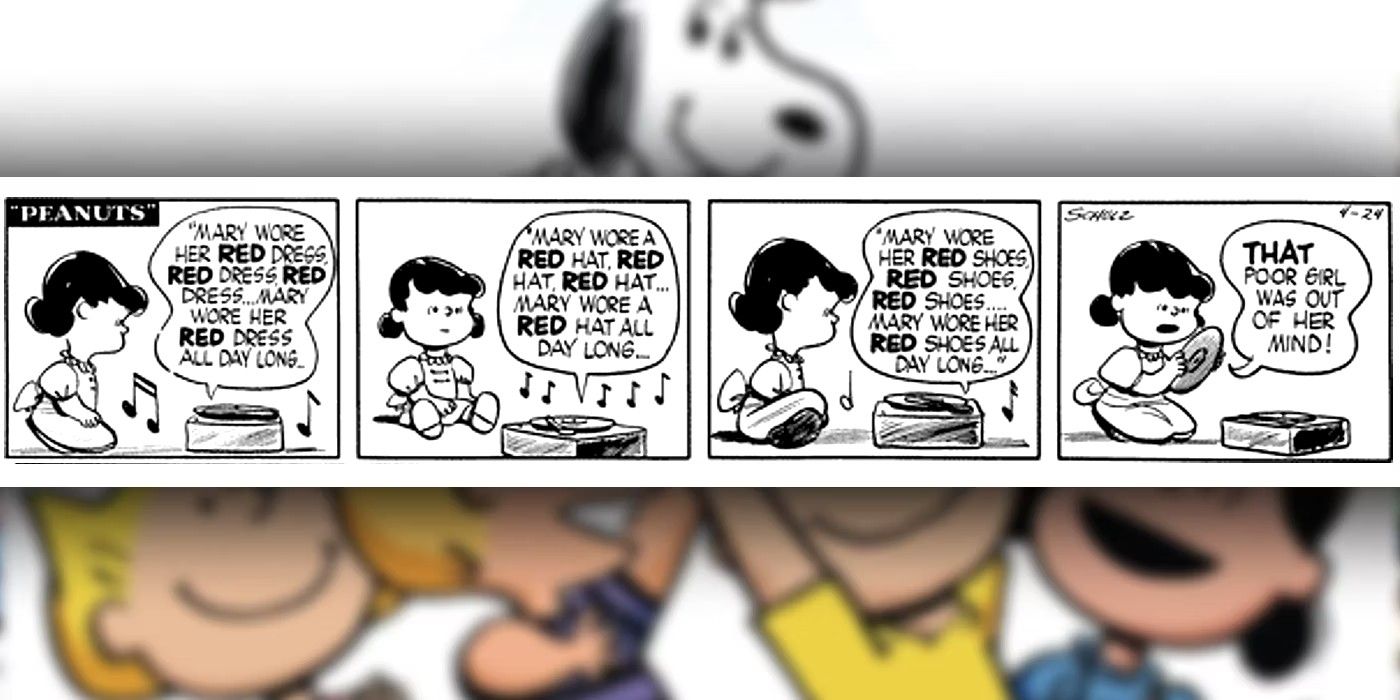 peanuts comic lucy listens to a record