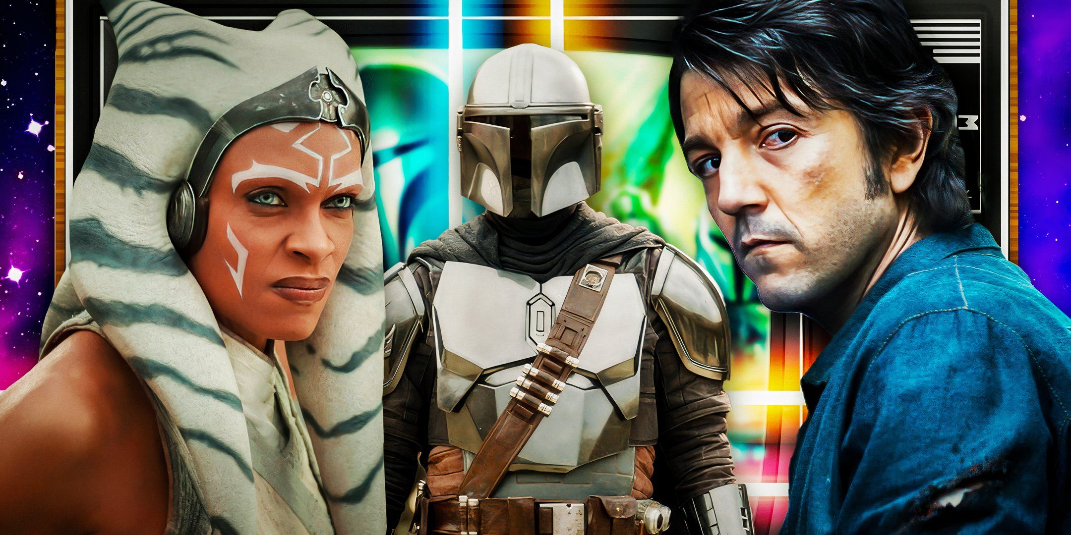 Pedro-Pascal-as-The-Mandalorian-from-The-Mandalorian--Rosario-Dawson-as-Ahsoka-Tano-from-Ahsoka-and-Diego-Luna-as-Cassian-Andor-from-Andor