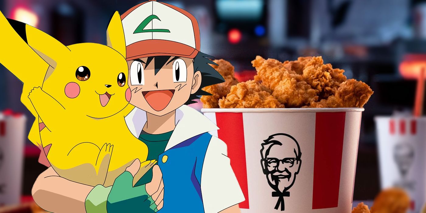 Pikachu and Ash Ketchum order a bucket of KFC