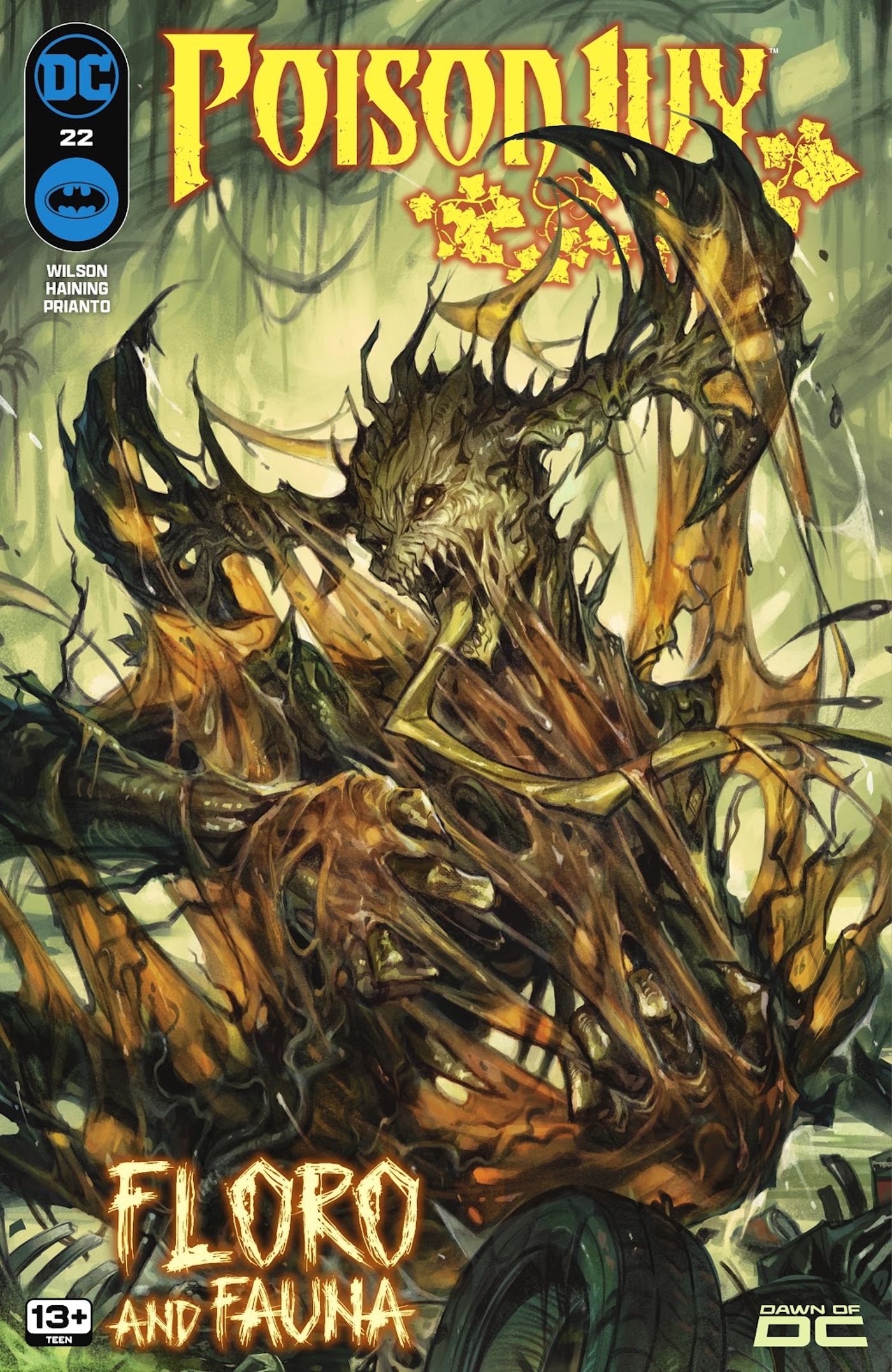 Poison Ivy 22 Capa principal: Jason Woodrue, também conhecido como Floronic Man, aparece como uma enorme criatura parecida com uma árvore com presas. 