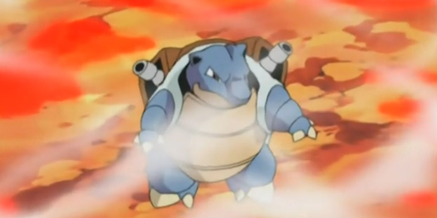 Pokémon: Blastoise de Gary cercado por terra derretida por Charizard.