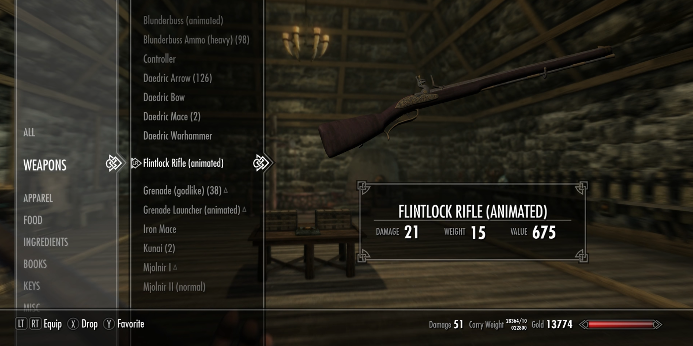 Flintlock Shotgun from Project Flintlock Skyrim Mod.