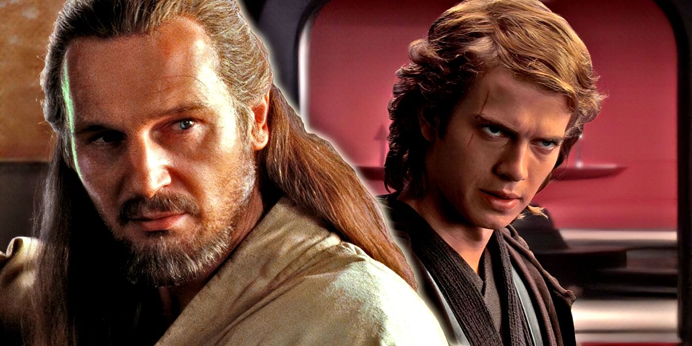 Qui-Gon Jinn and Anakin Skywalker side-by-side.