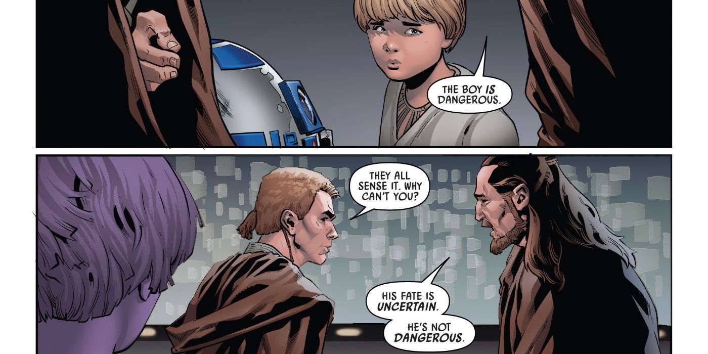 Qui-Gon e Obi-Wan discutem Anakin no especial Phantom Menace