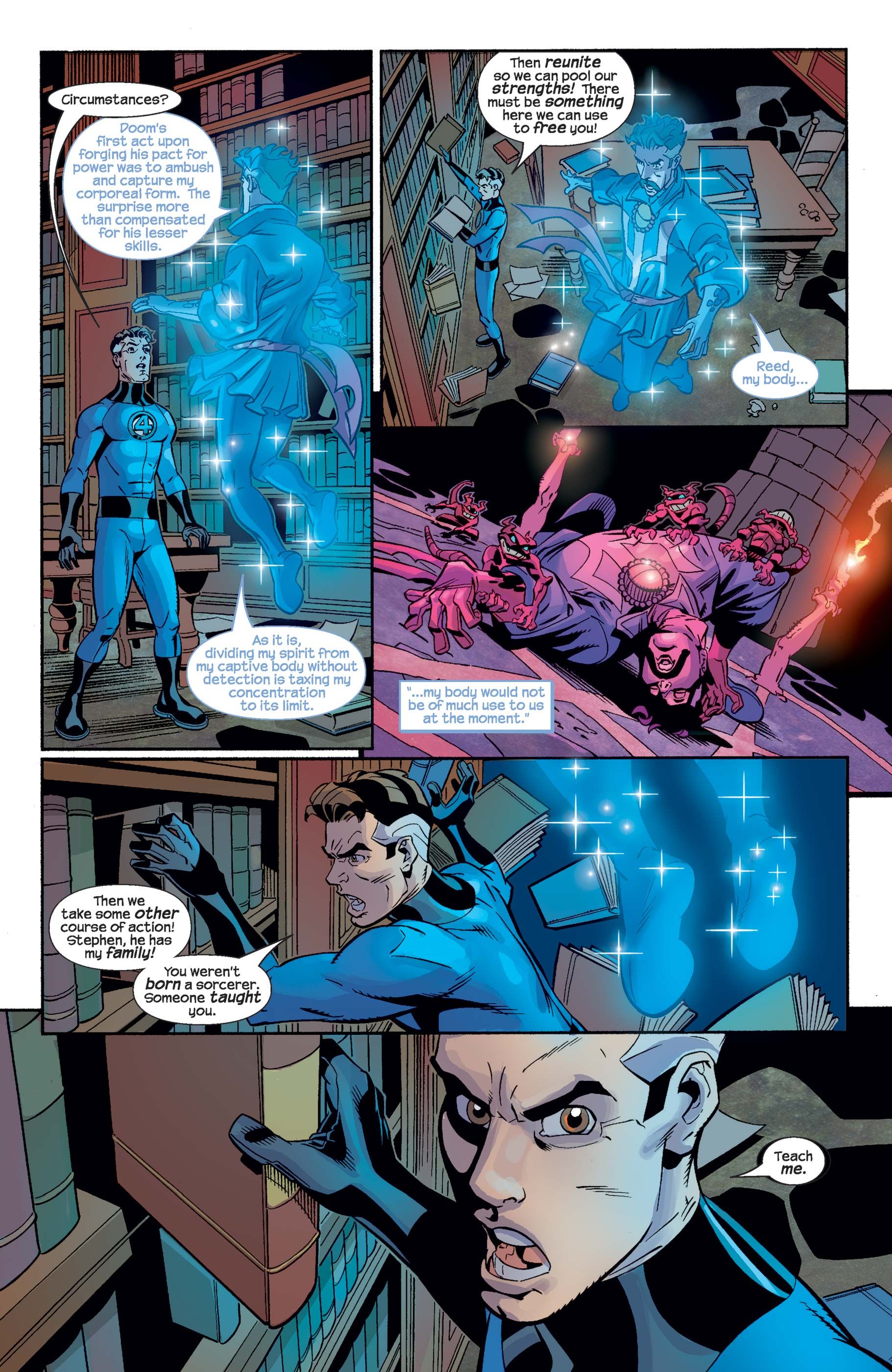 Reed Richards asks Doctor Strange to teach him magic in Fantastic Four #500