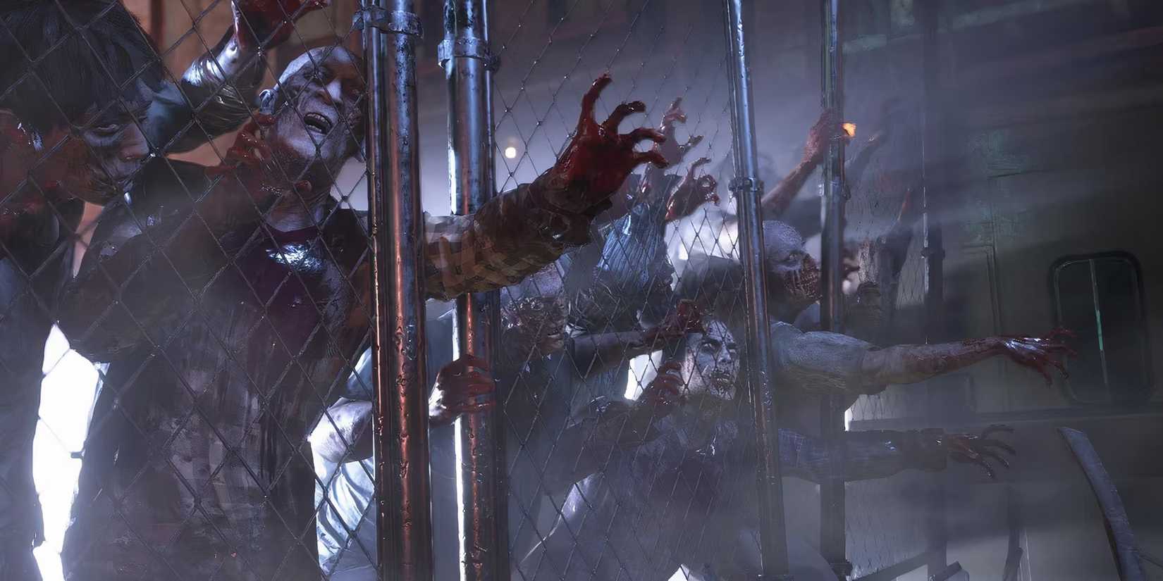 Zombies breaking through fence in Resident Evil
