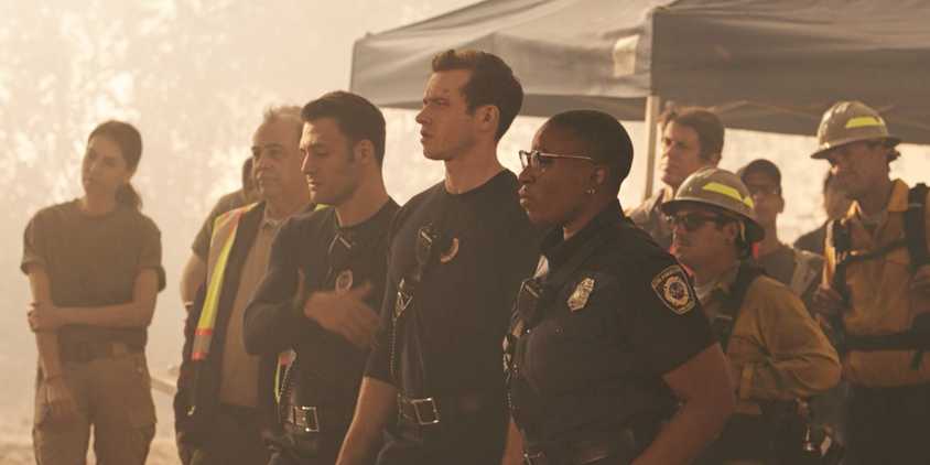 Eddie (Ryan Guzman), Buck (Oliver Stark), and Hen (Aisha Hinds) on 9-1-1: Lone Star