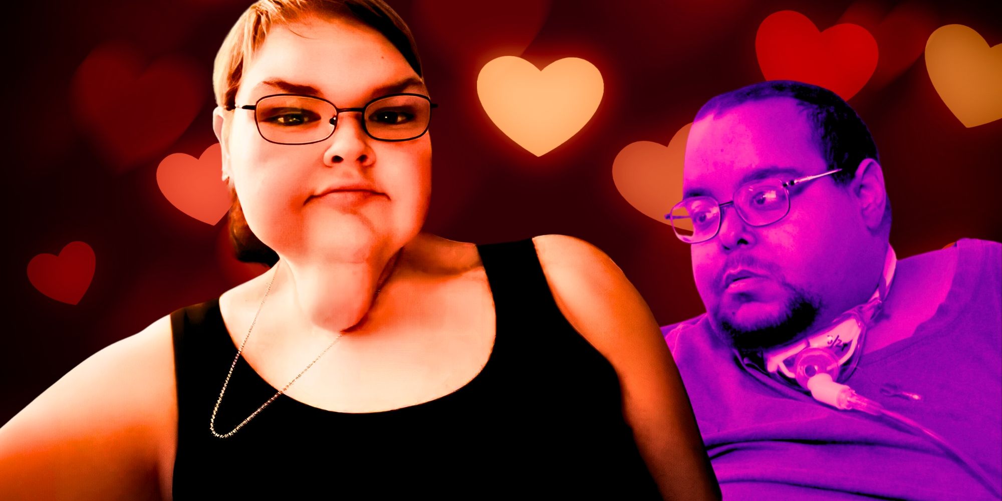 1000-lb sisters Tammy Slaton with caleb background with hearts