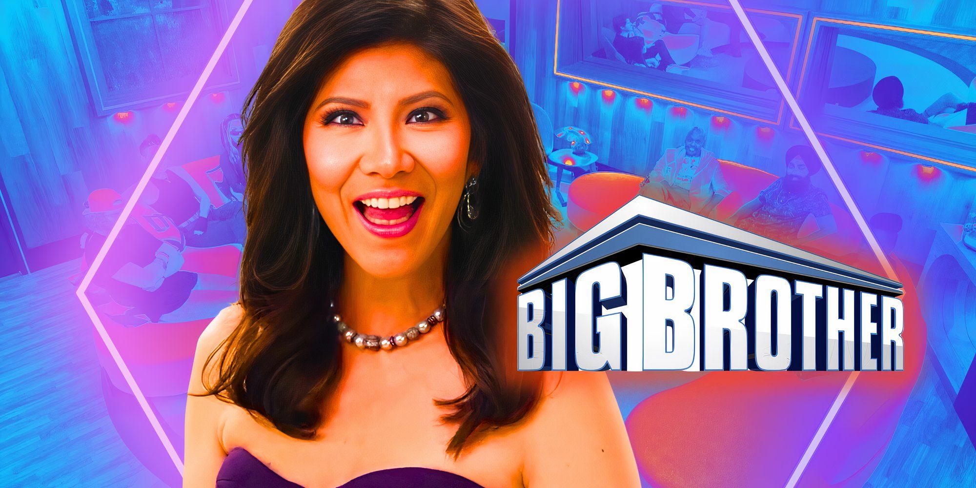 Logotipo do Big Brother com Julie Chen muito feliz