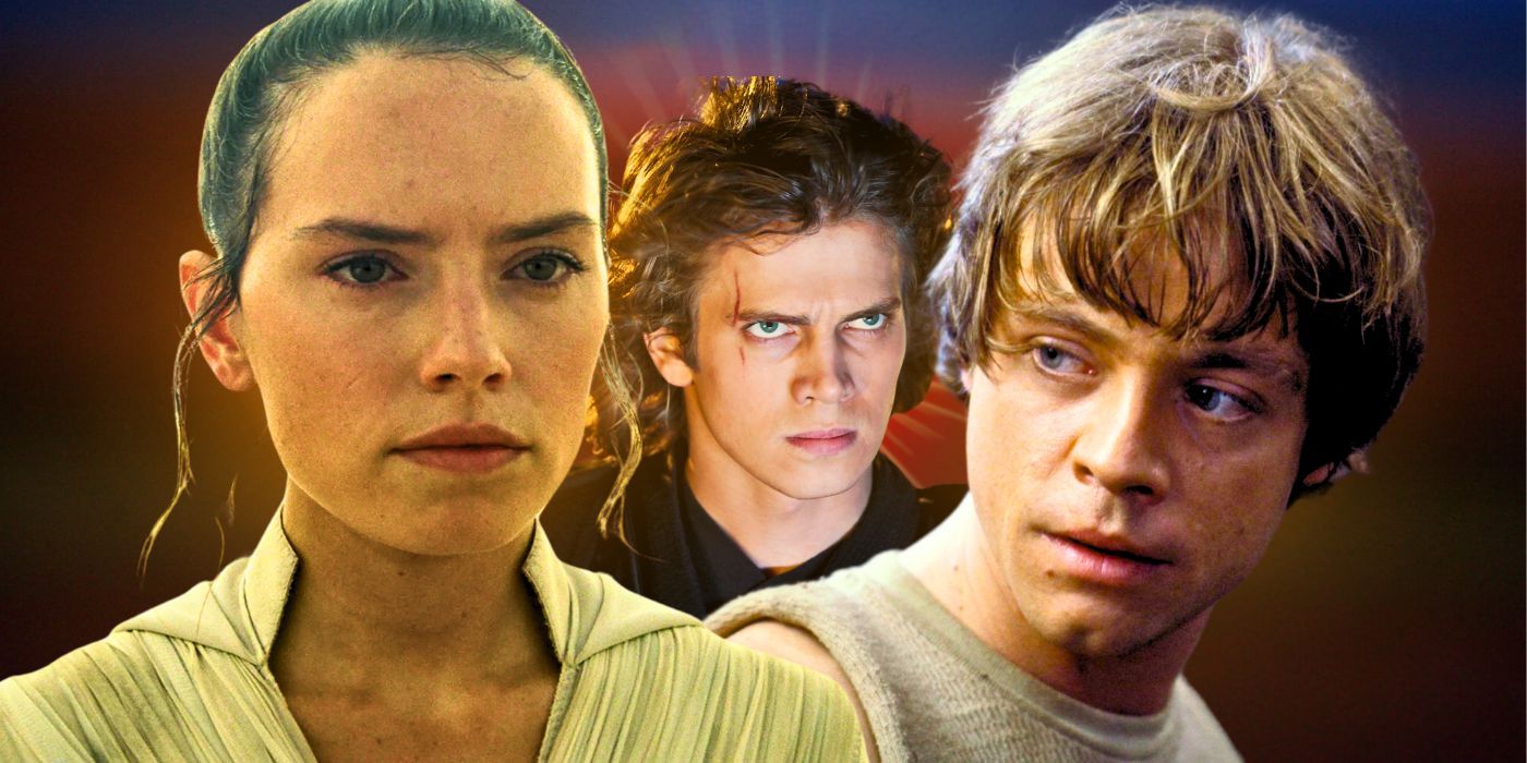 Rey by Daisy Ridley, Anakin Skywalker by Hayden Christensen, Luke Skywalker by Mark Hamill