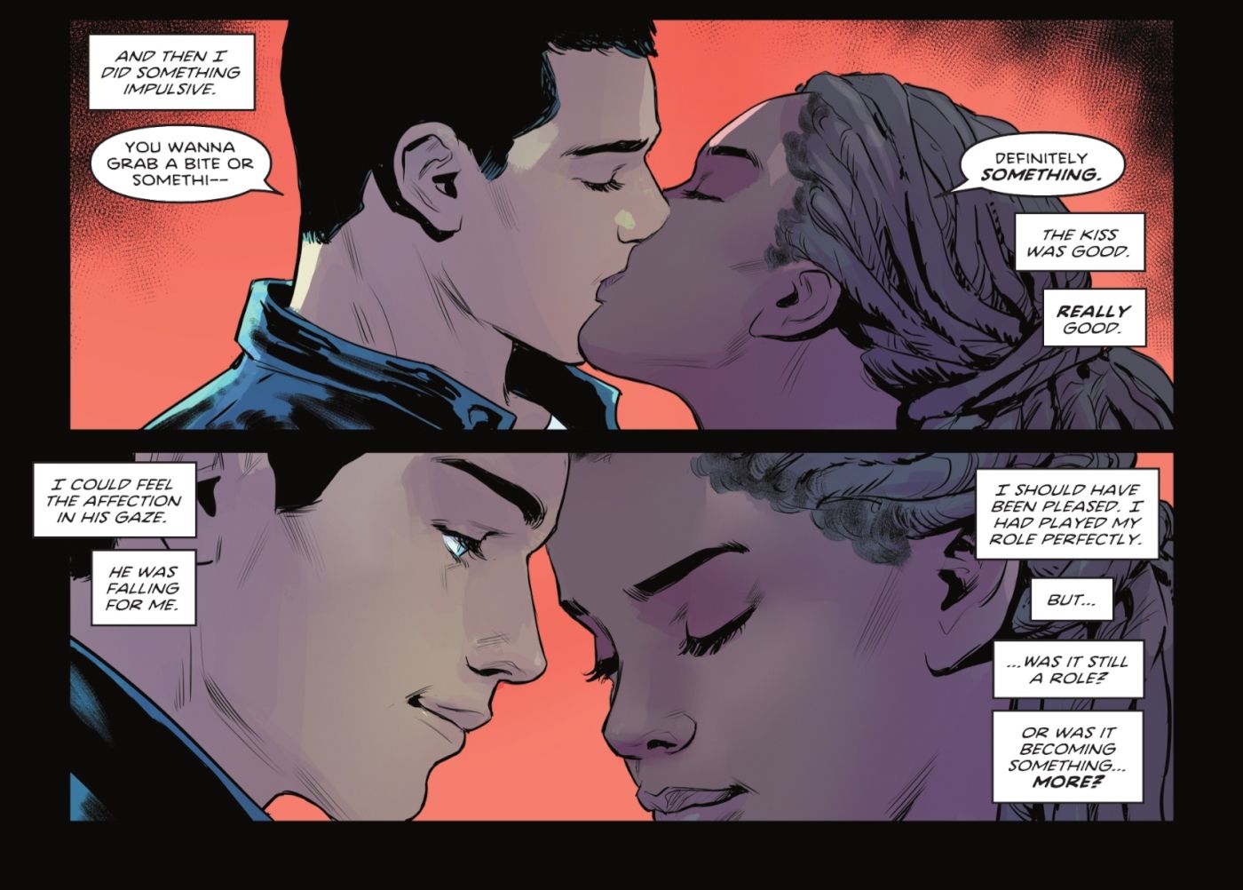 Ric Grayson e Bea Bennett se beijam apaixonadamente, quando ele percebe que está se apaixonando por ela.