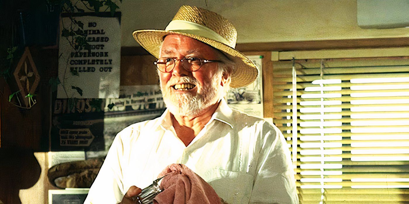 Richard Attenborough's John Hammond smiles in Jurassic Park