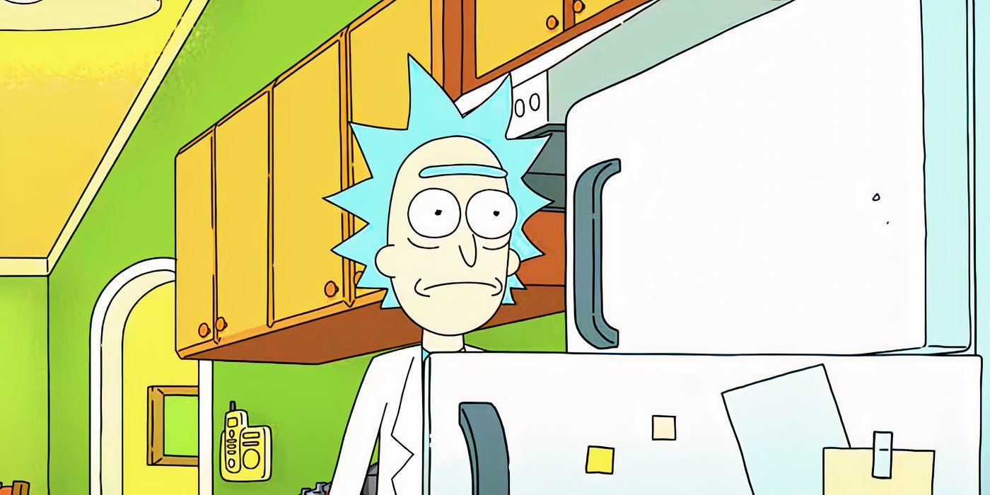 Rick looking worried at the fridge in Rick and Morty season 7