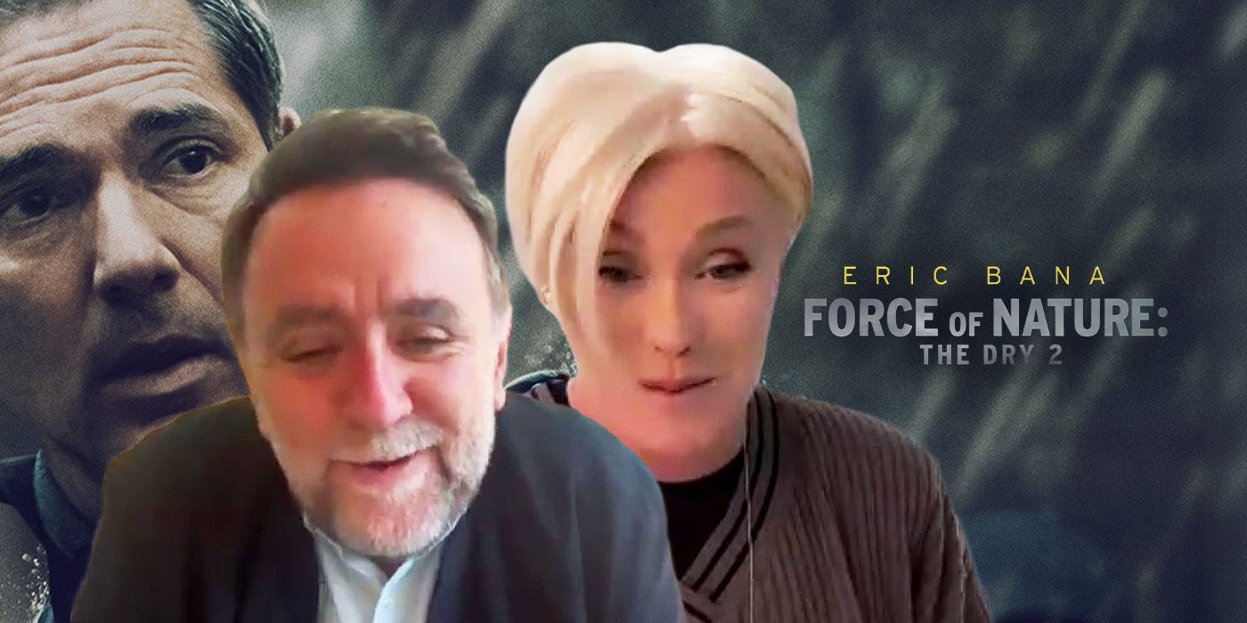 Edited image of Robert Connelly & Deborra Lee-Furness during Force of Nature: The Dry 2 interview