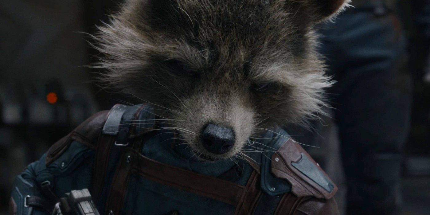 Rocket looks down at the defeated High Evoluionary in Guardians of the Galaxy Vol 3