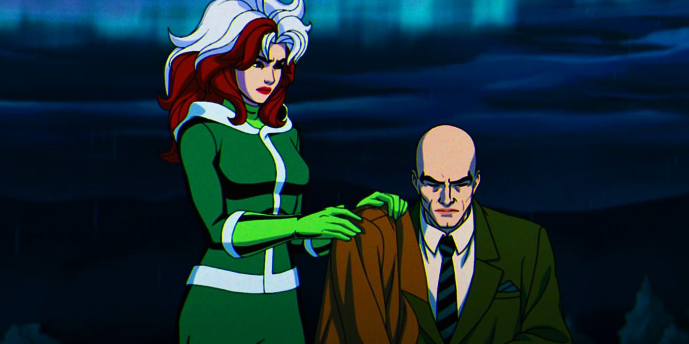 Rogue handing Professor X Gambit's coat in X-Men '97 episode 9