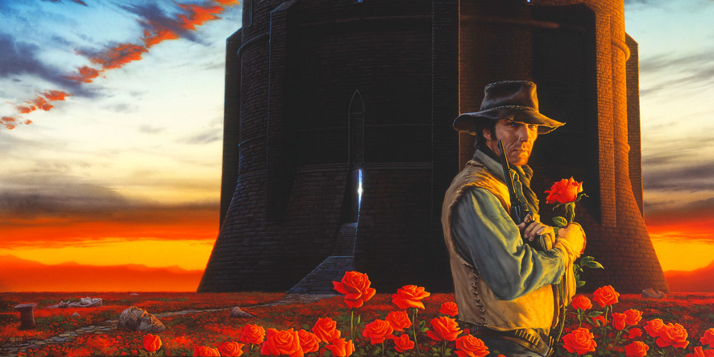 Roland Deschain in a sea of roses in The Dark Tower