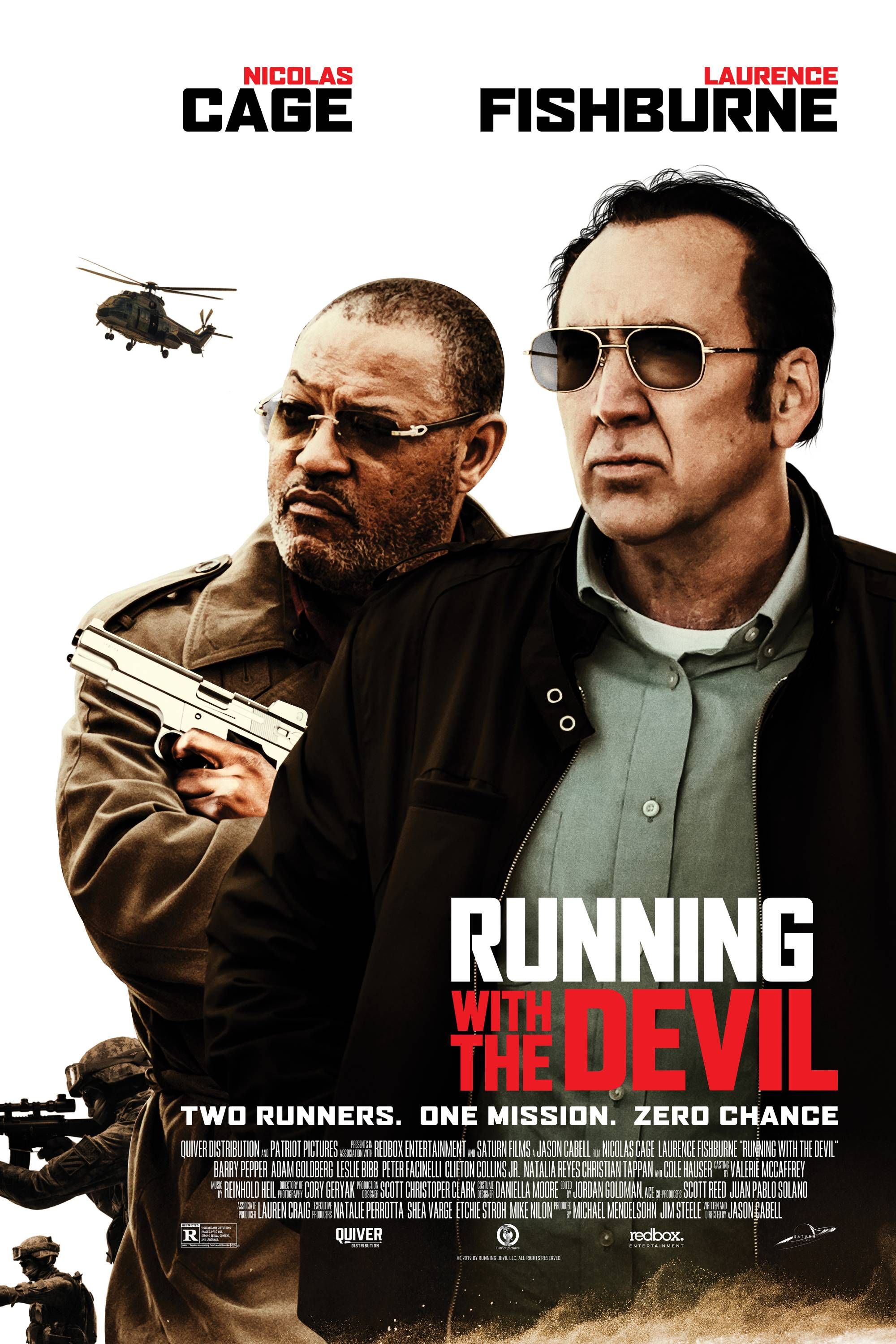 Running with the Devil (2019) - Poster - Nicolas Cage And Laurence Fishburne Holding A Gun