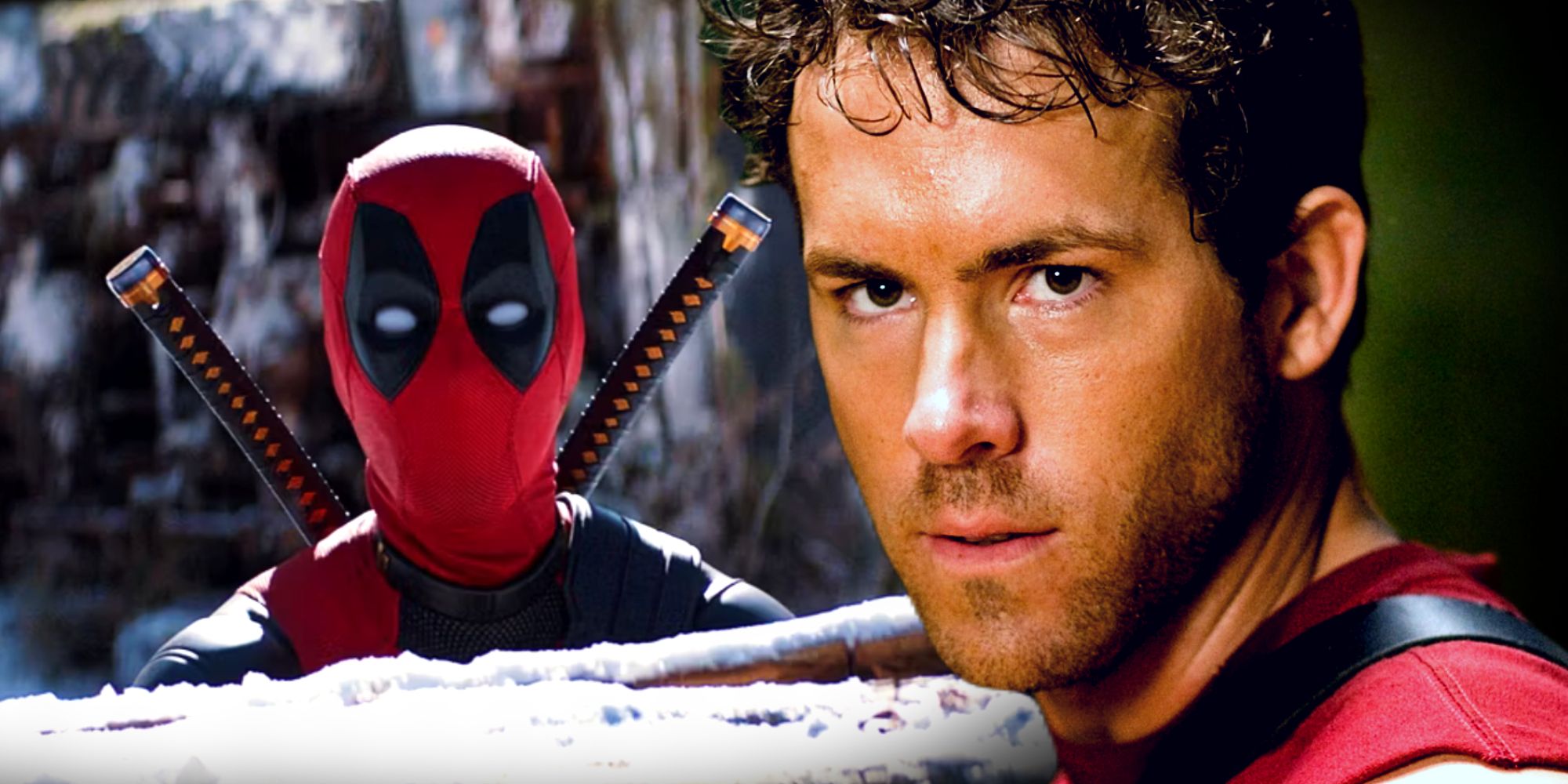 Ryan Reynolds as Wade Wilson in X-Men Origins Wolverine and Deadpool Hiding Behind the Snow in Deadpool & Wolverine