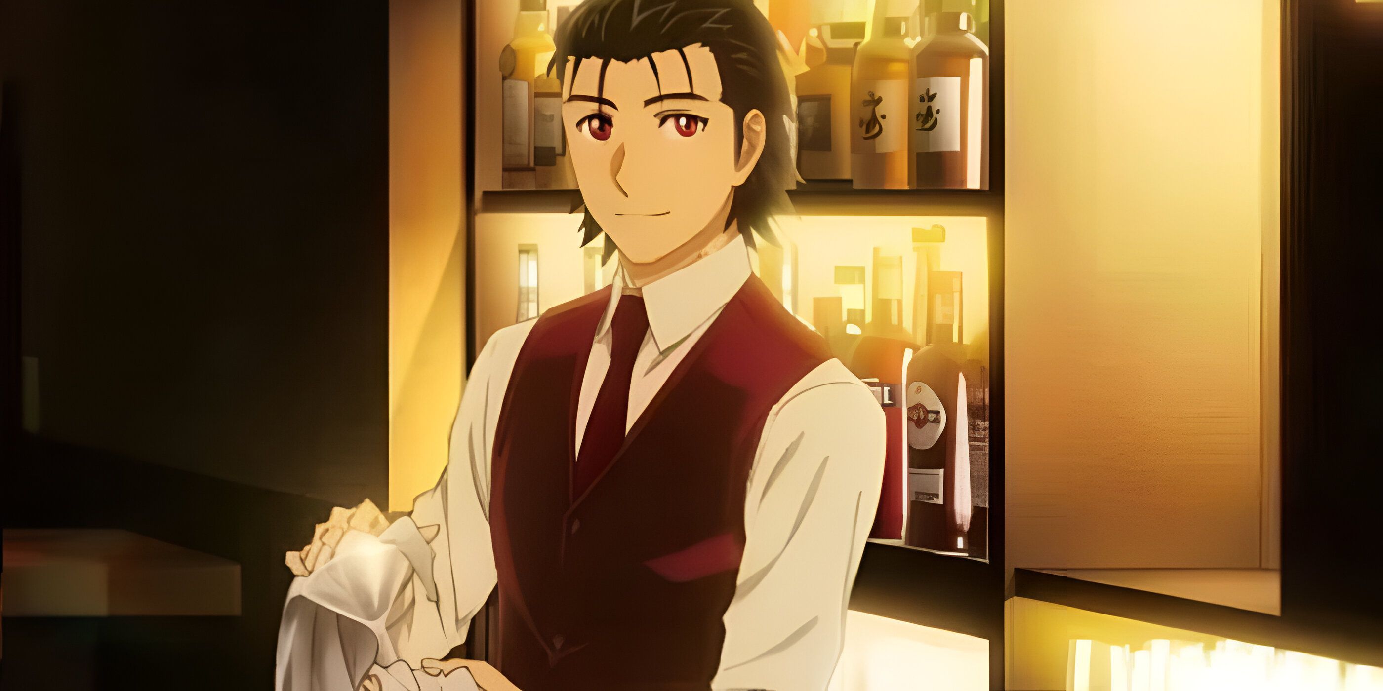 Ryu Asakura limpando um copo no Eden Hall, Bartender Glass of God