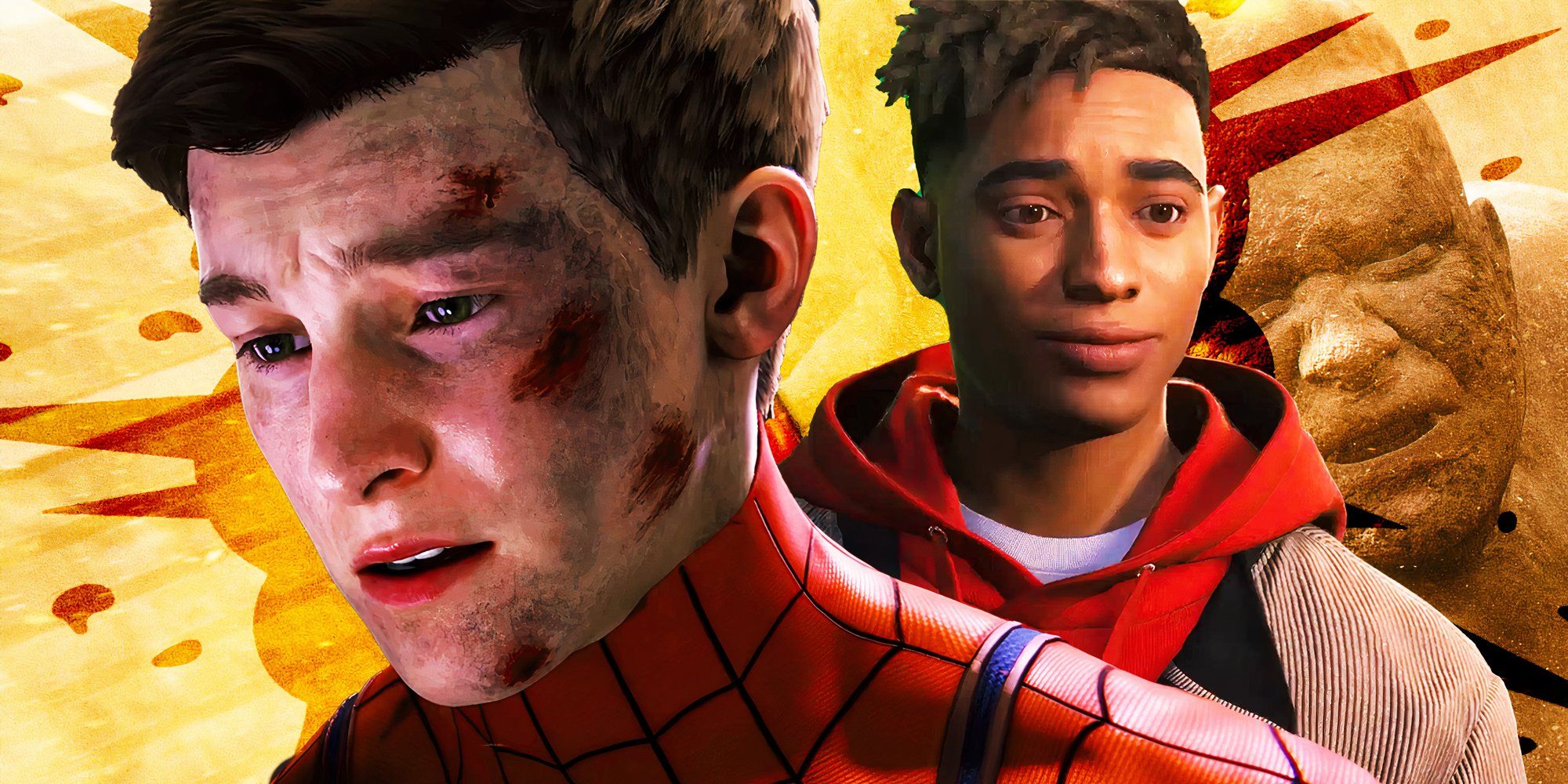 Sad Peter Parker and Miles Morales from Marvel’s Spider-Man 2