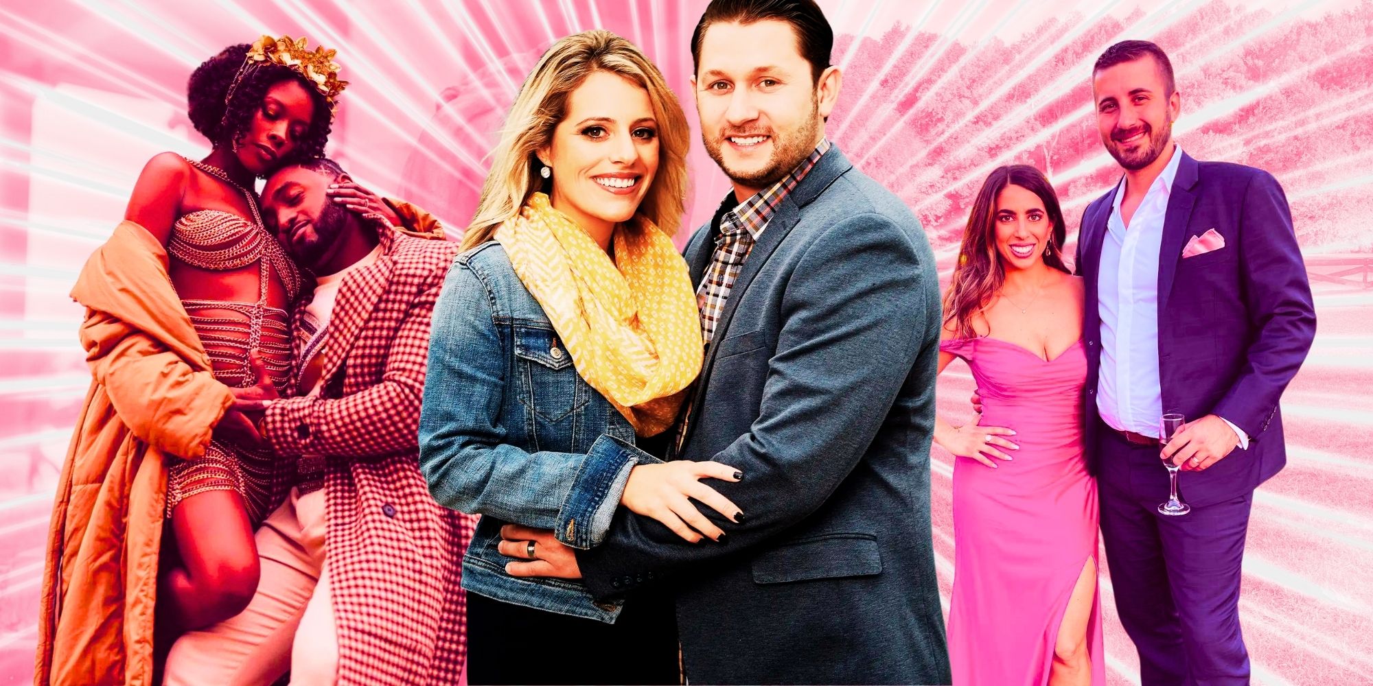 MAFS Nicole and Chris, Ashley Petta and Anthony D'Amico, and Woody and Amani in promo pics