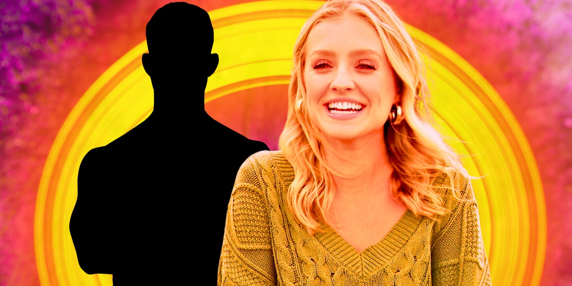 daisy from the bachelor laughtng with mystery guy