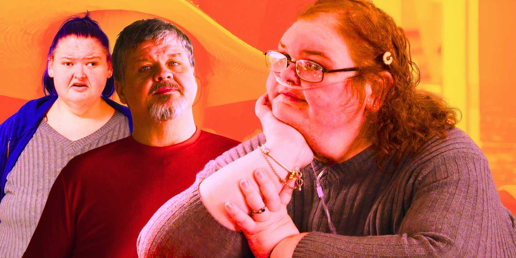 a montage of Tammy, Amy and Chris Combs on 1000-lb sisters looking serious