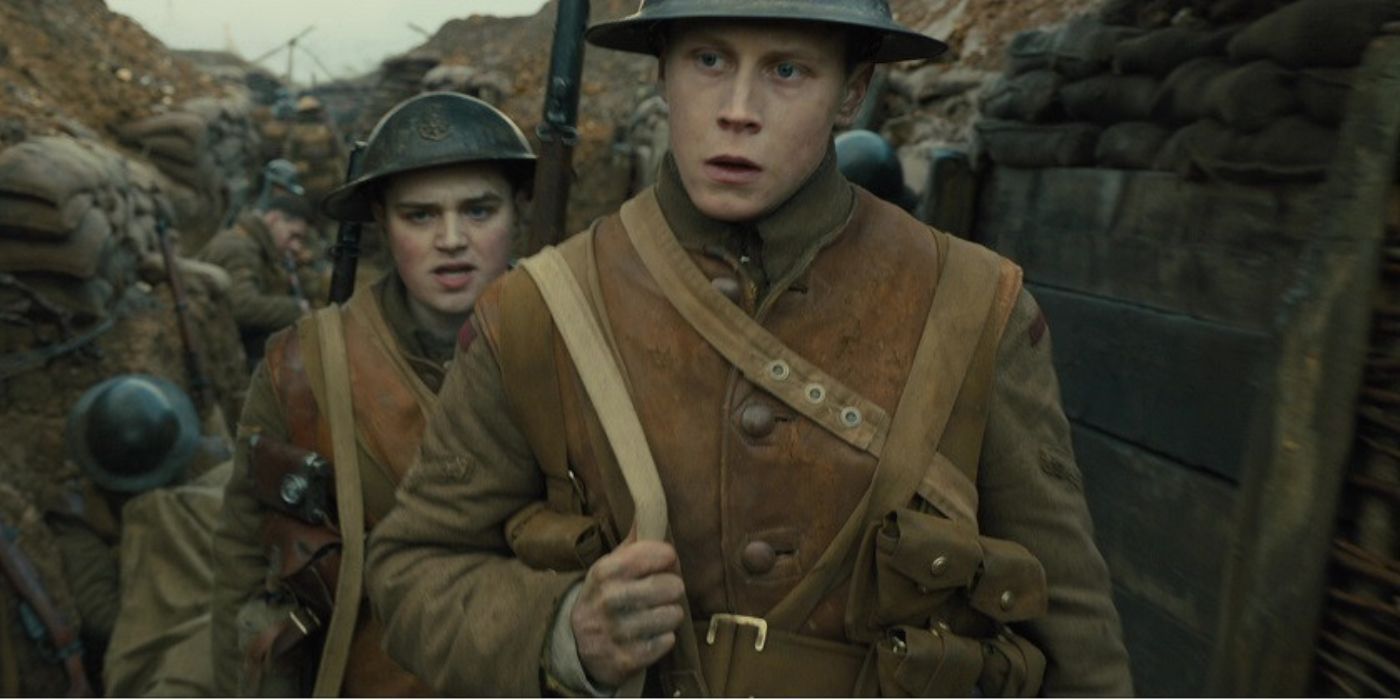 George MacKay and Dean-Charles Chapman as Schofield and Blake in 1917