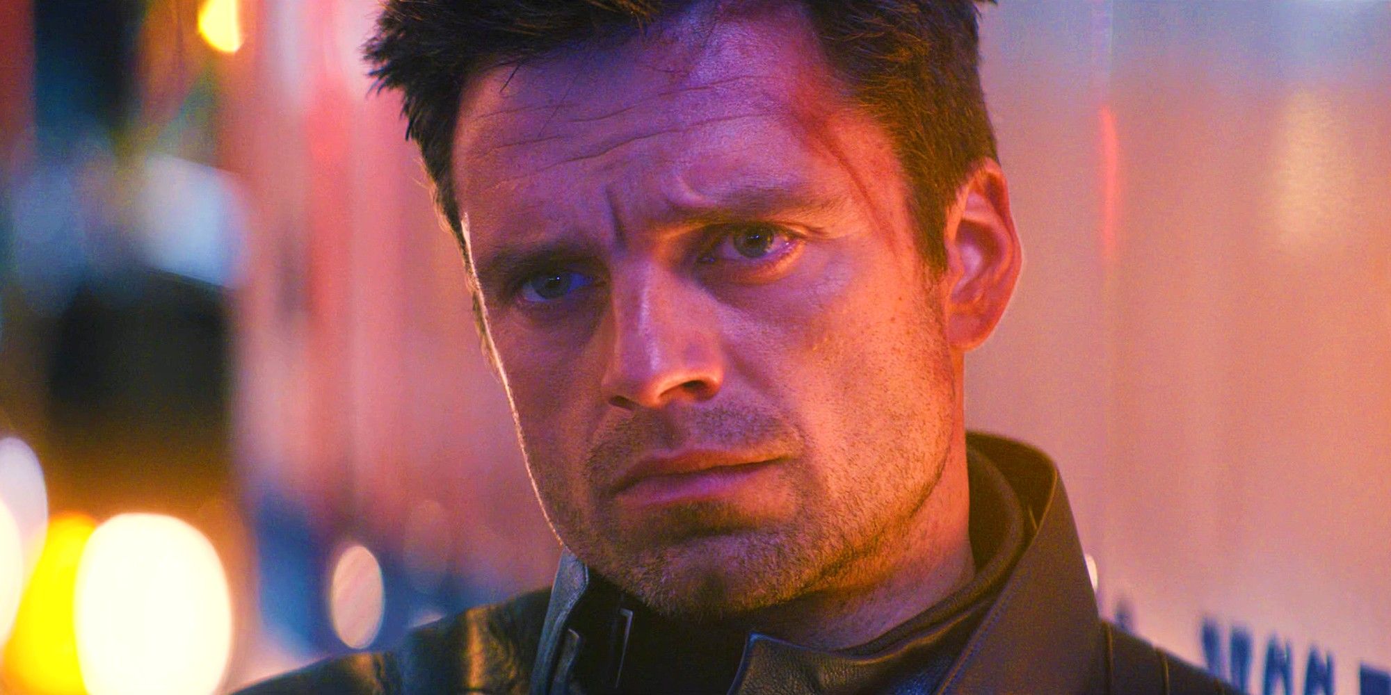 Sebastian Stan as Bucky Barnes Leaning Against An Ambulance In The Falcon and the Winter Soldier Episode 6