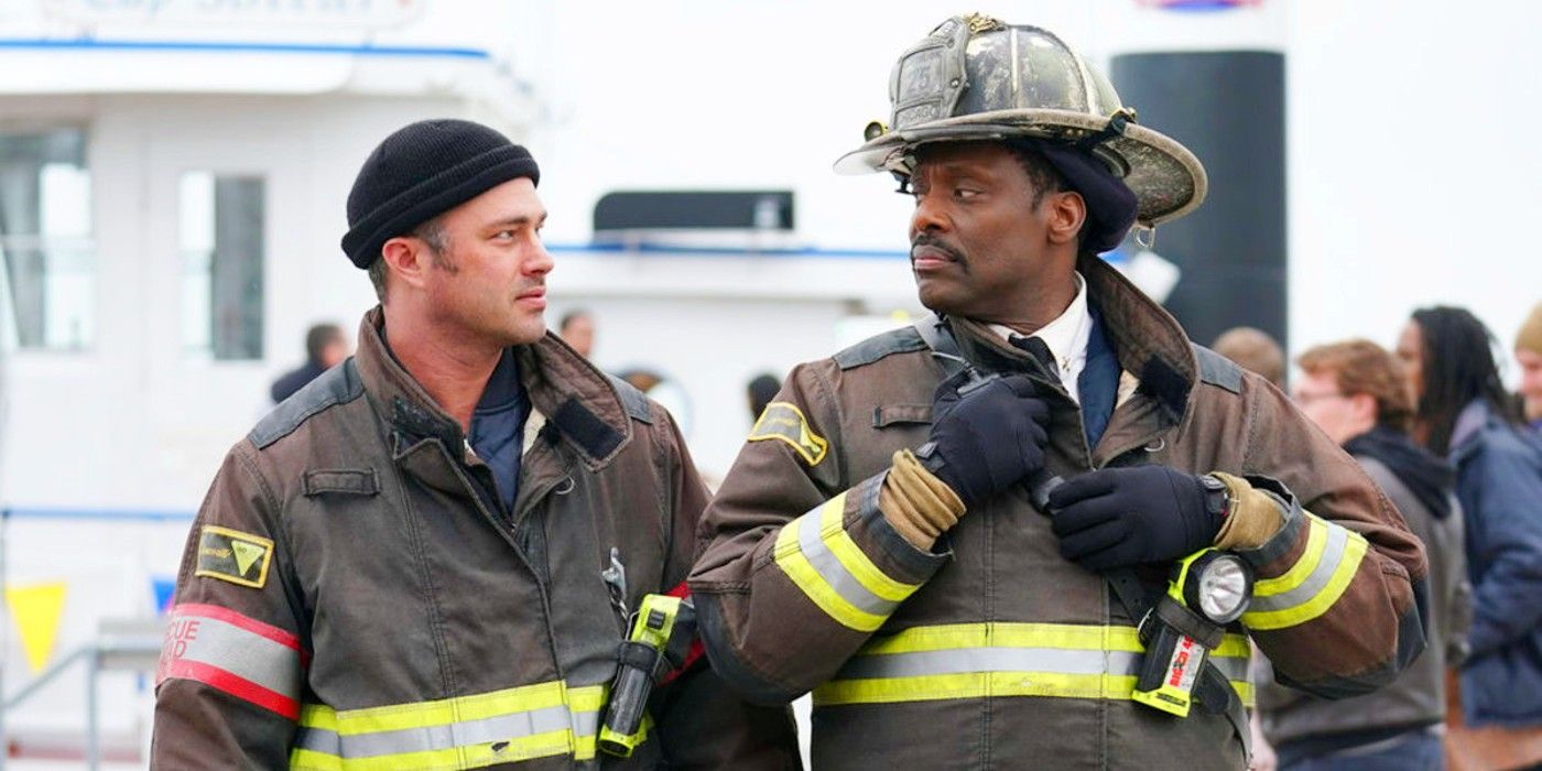 Severide and Boden in uniform on a job in Chicago Fire