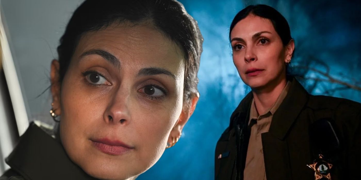 A composite image of Morena Baccarin looking on in Fire Country 