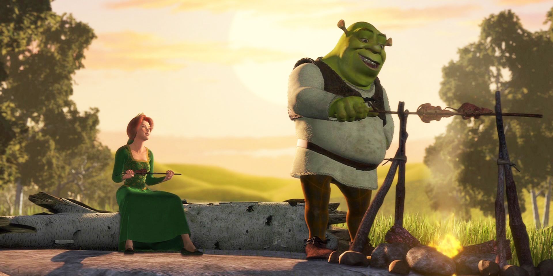 Shrek Fiona and Shrek dinning at their camp