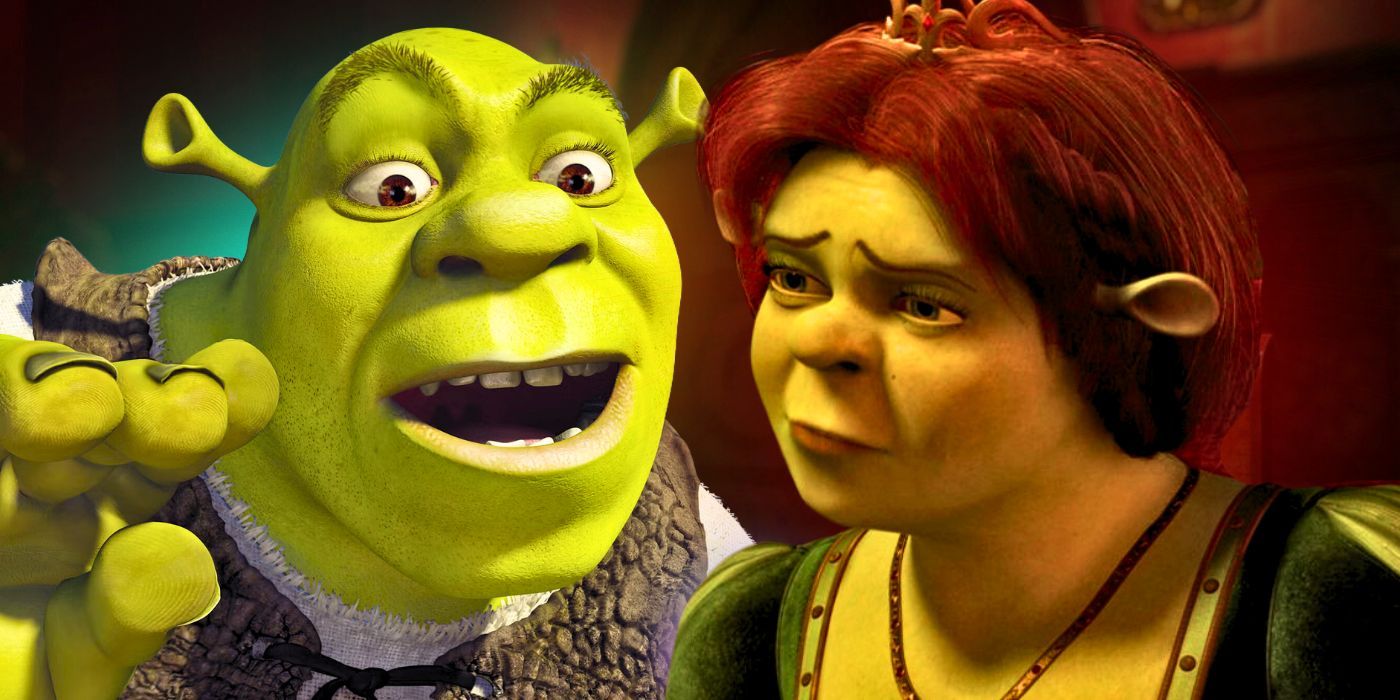 Shrek looking confused next to ogre Fiona